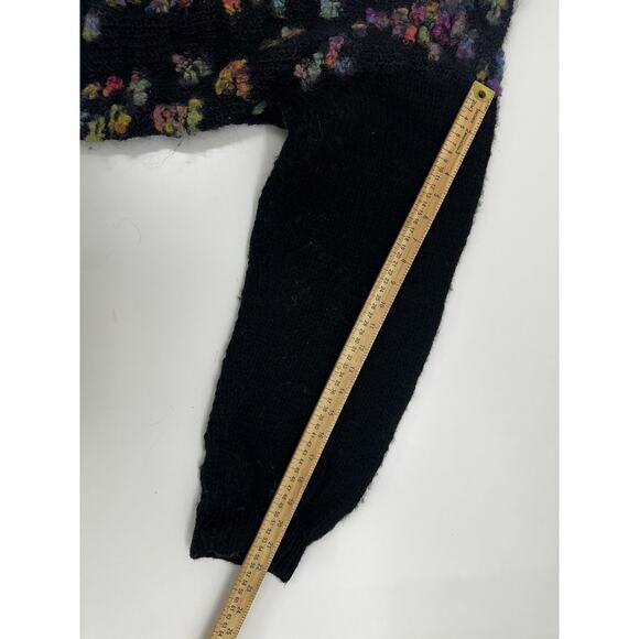 Hand Knit By Miss D Womens Sweater Size Unknown Black Colorful Knit Button Up - Picture 7 of 9